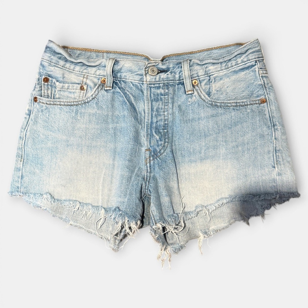 Levis 501 Original Light Wash‎ High Rise Cutoff Denim Shorts Women 27